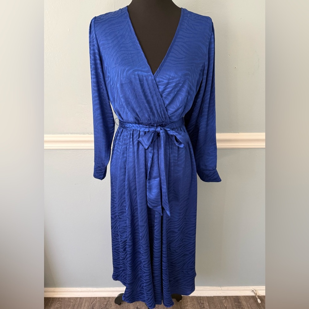 Long Sleeve Wrap Robe in Royal Blue with Self-Tie Belt 6